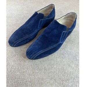 Bacco Bucci Mens Navy Blue Suede Slip On Loafers Size 11 Made in Italy 6721